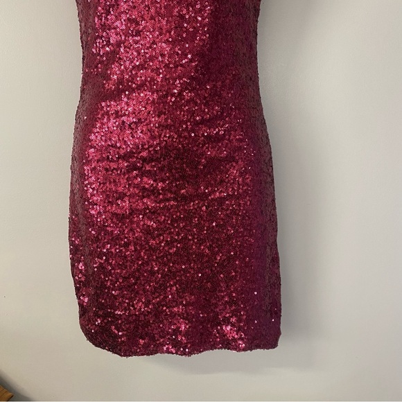 Womens Cristal Doll Red Disque Sequin Dress Size Small - Picture 4 of 7